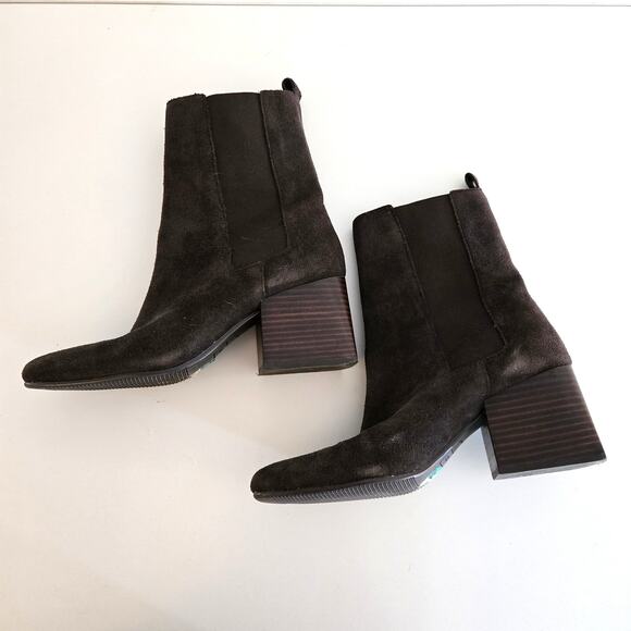 Blondo Brown Selena Suede Block Heel Boots Size 8 - Picture 4 of 10